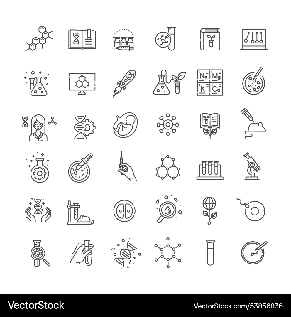 Bioengineering outline icons linear dot style Vector Image