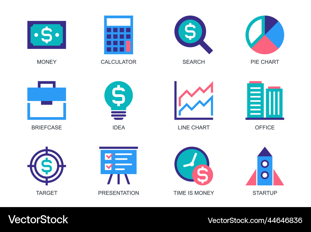 Business concept of web icons set in simple flat Vector Image