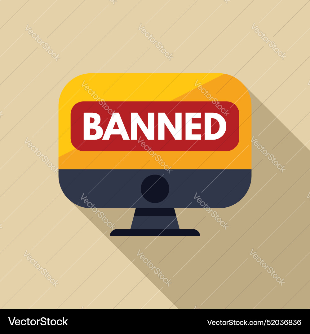 Desktop computer displaying banned message Desktop computer displaying banned message vector image