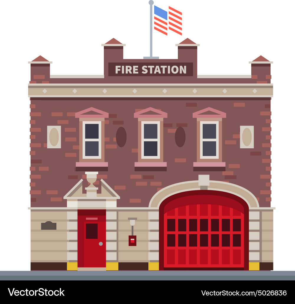 Fire Station Building Royalty Free Vector Image