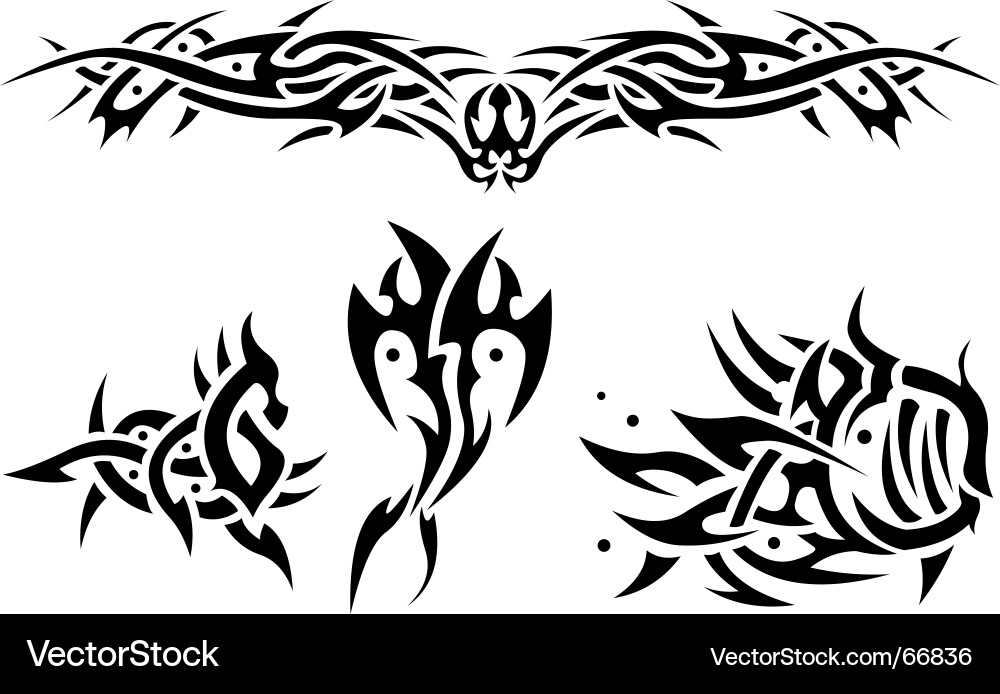 Ocean Tribal Tattoos Vector Image