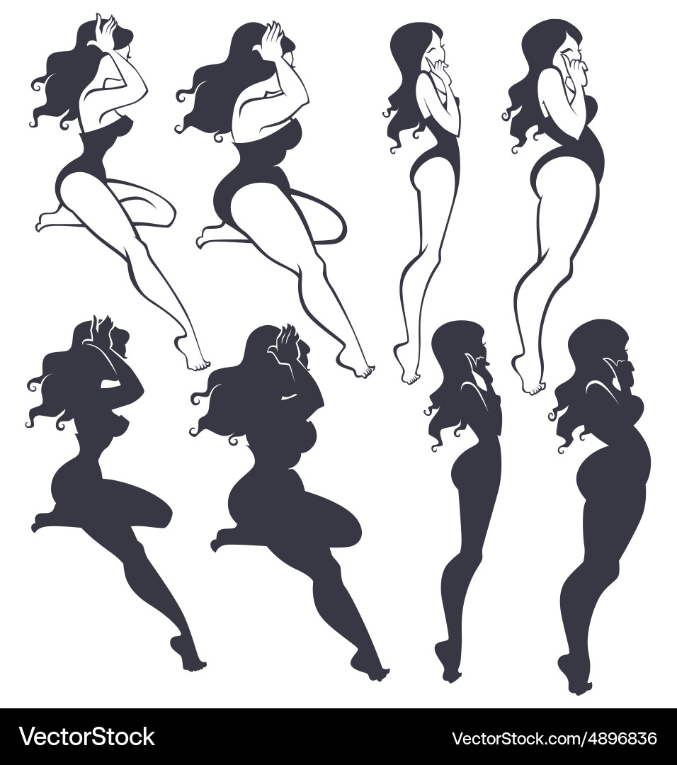 Retro Pinup Girls Collection Vector Image