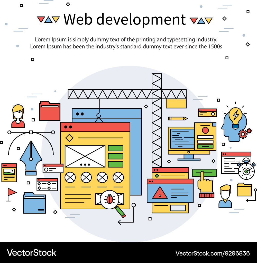 Web Development Line Icons vector image
