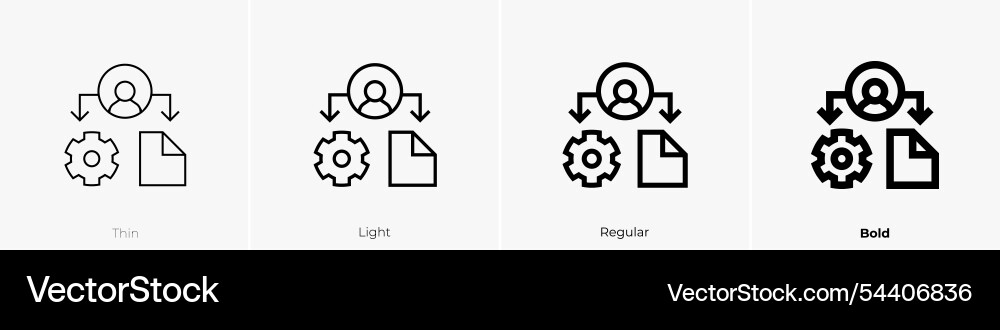 Workflow icon thin light regular and bold style Workflow icon thin light regular and bold style vector image
