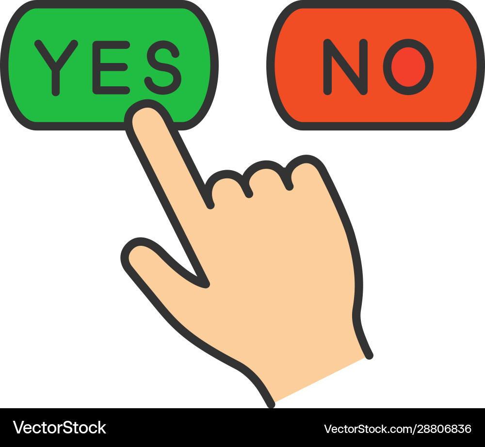 Yes or no click color icon Yes or no click color icon vector image