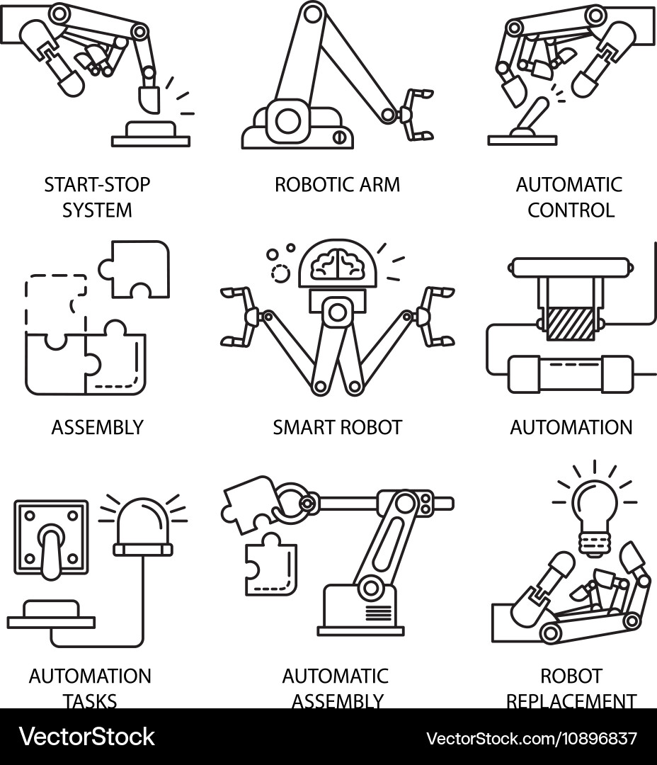 Assembly line icon set vector image