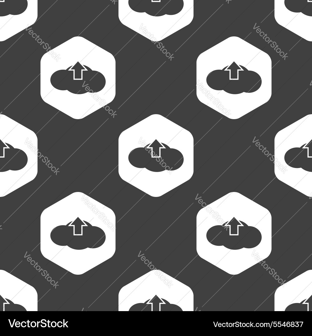 Black hexagon cloud upload pattern vector image