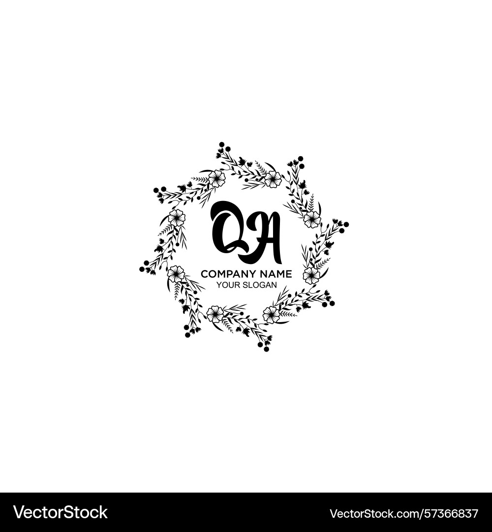 Classic floral monogram qa with elegant frame Vector Image