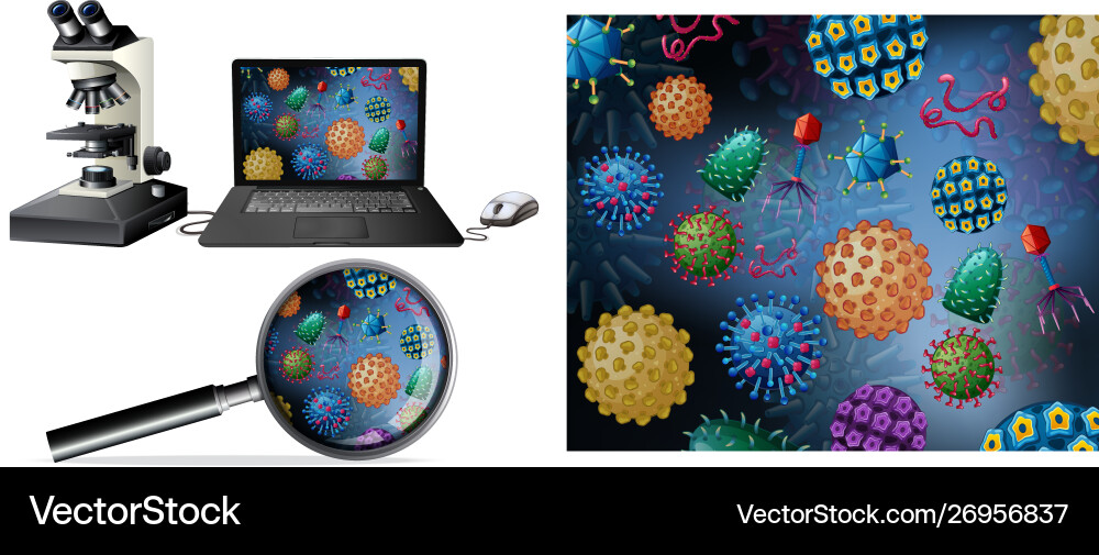 Close up isolated object virus on computer Close up isolated object virus on computer vector image