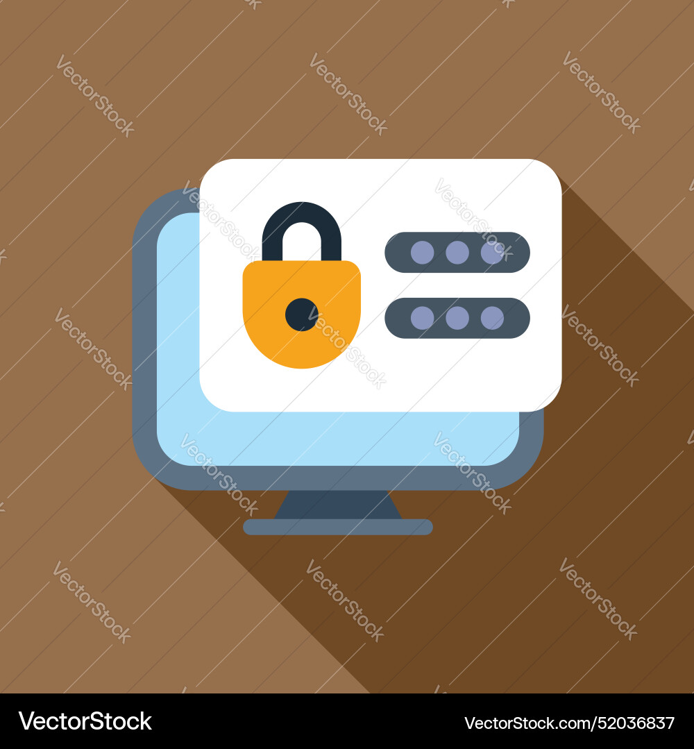 Computer security system showing password being vector image