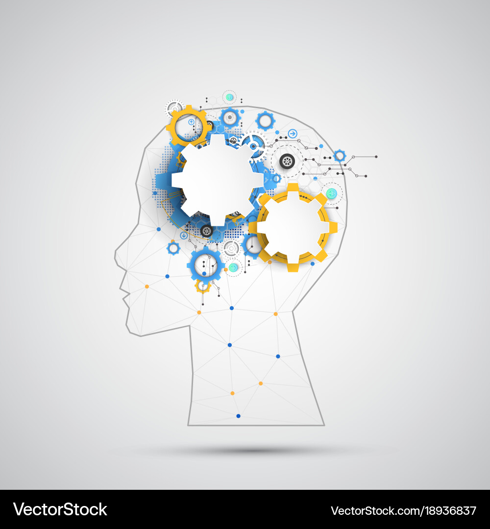 Creative brain concept background with triangular vector image