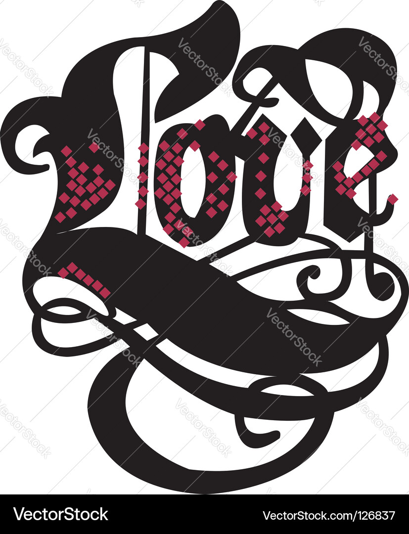 Elegant Gothic Love Letter Font Vector Image