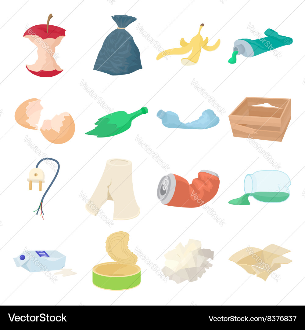 Garbage set icons Royalty Free Vector Image - VectorStock