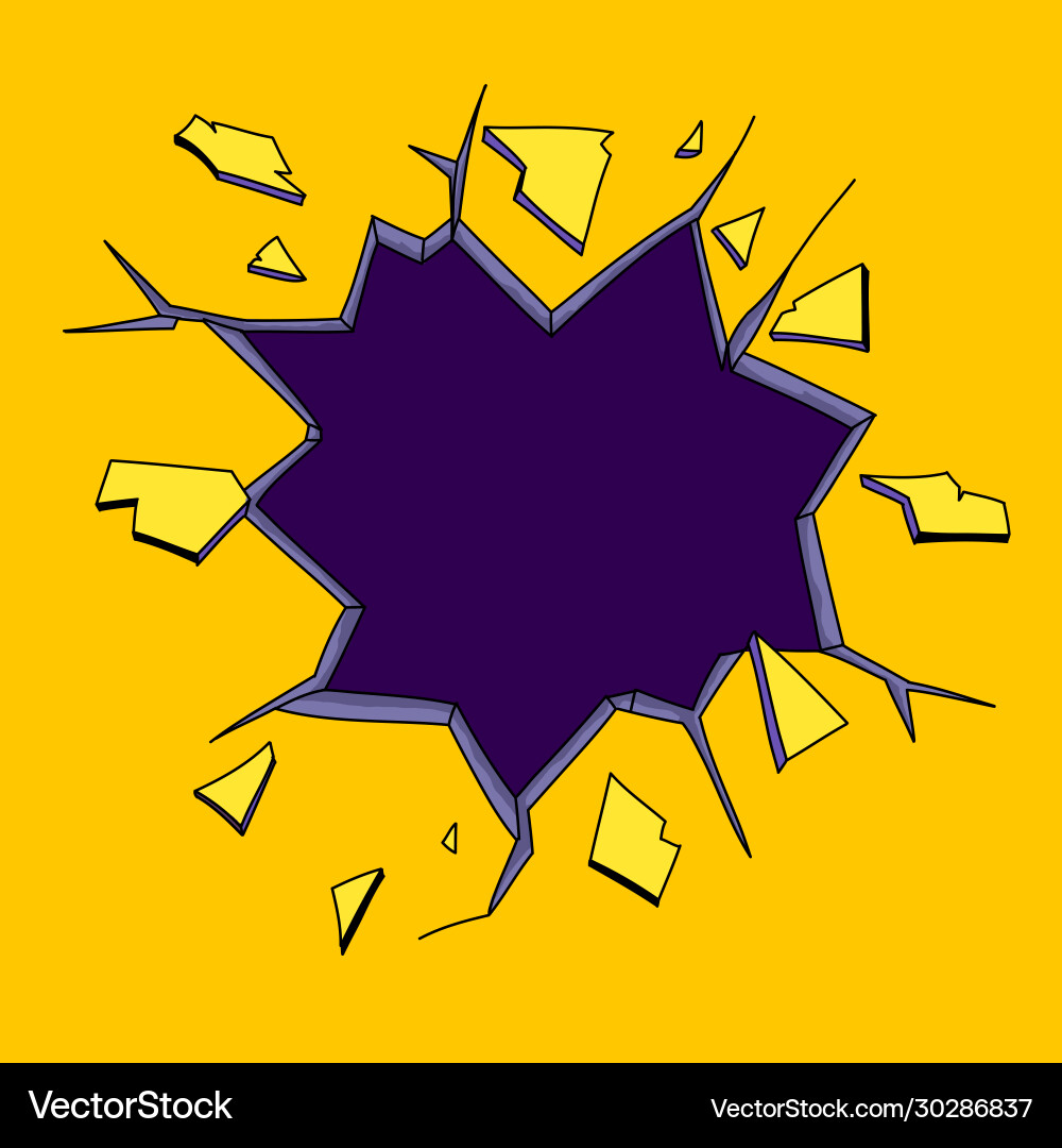 Hole in wall comics style hand drawn Hole in wall comics style hand drawn vector image