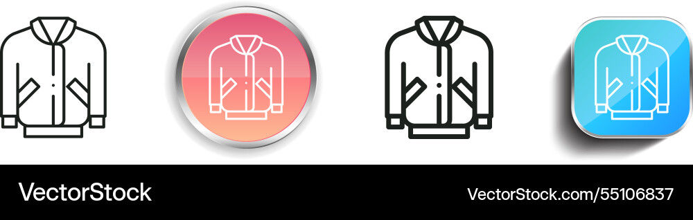 Jacket icon thin linear regular and button style vector image