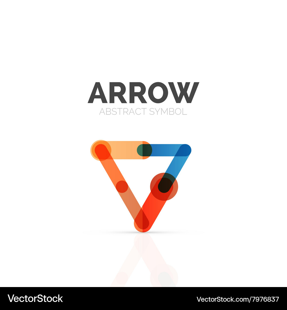 Linear arrow abstract logo connected multicolored Vector Image