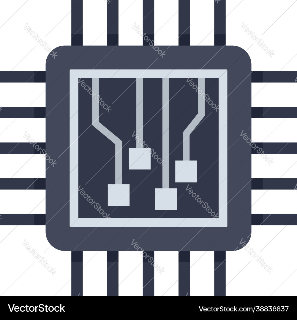 Machine learning processor icon flat isolated Machine learning processor icon flat isolated vector image