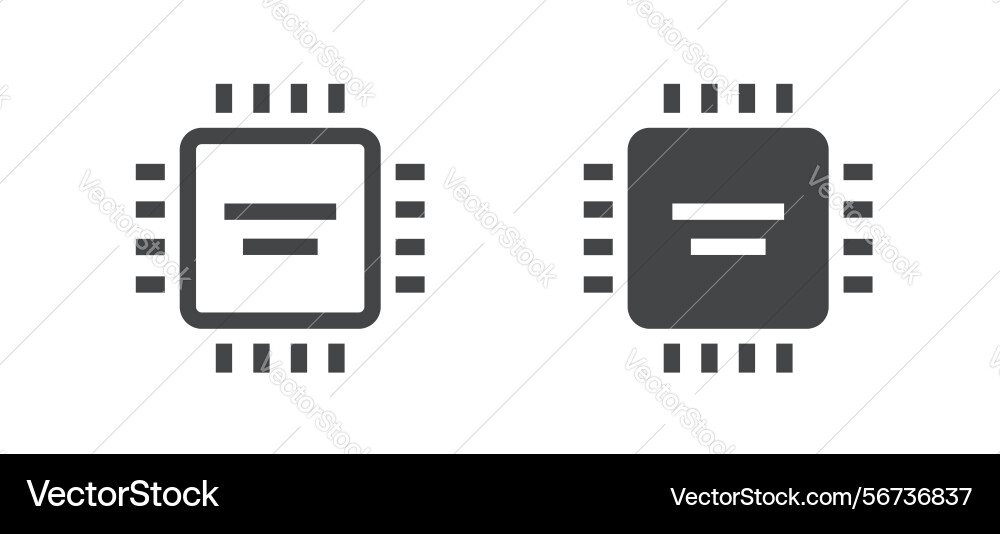 Processor cpu icon simple line stroke graphic set vector image