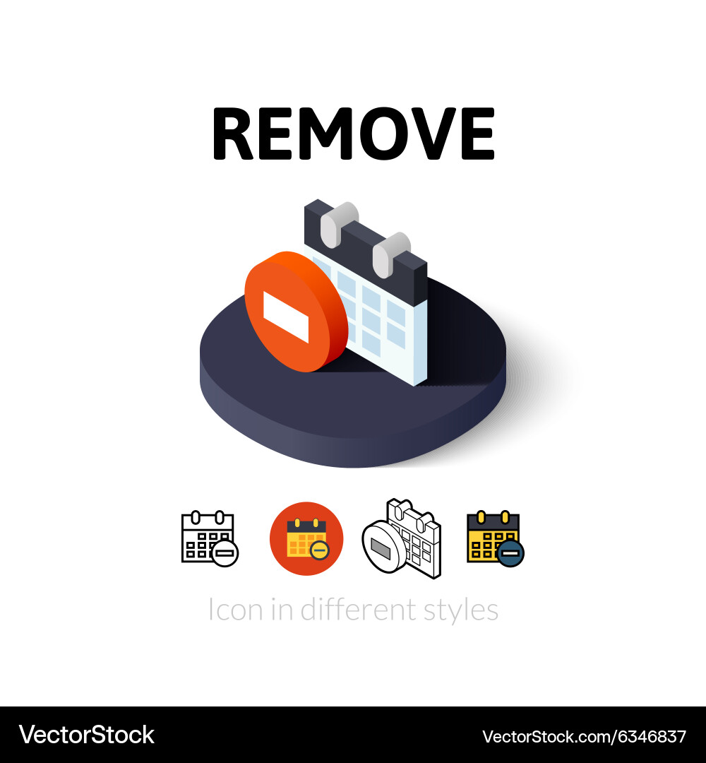 Remove icon in different style vector image