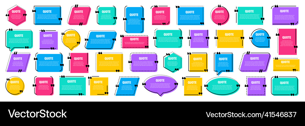 Set of colorful isolated quote frames speech Set of colorful isolated quote frames speech Vector Image