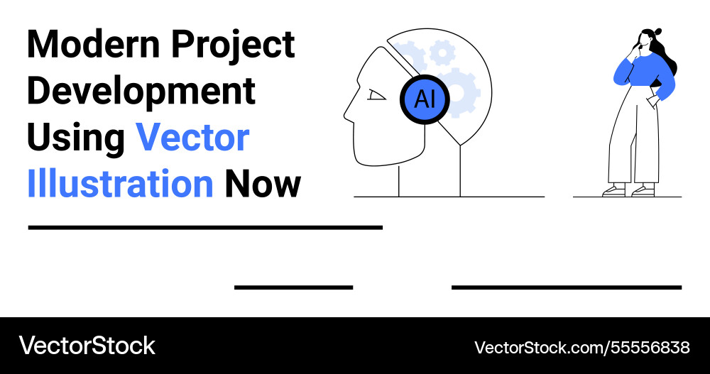 Ai-powered project development with minimalist Ai-powered project development with minimalist vector image