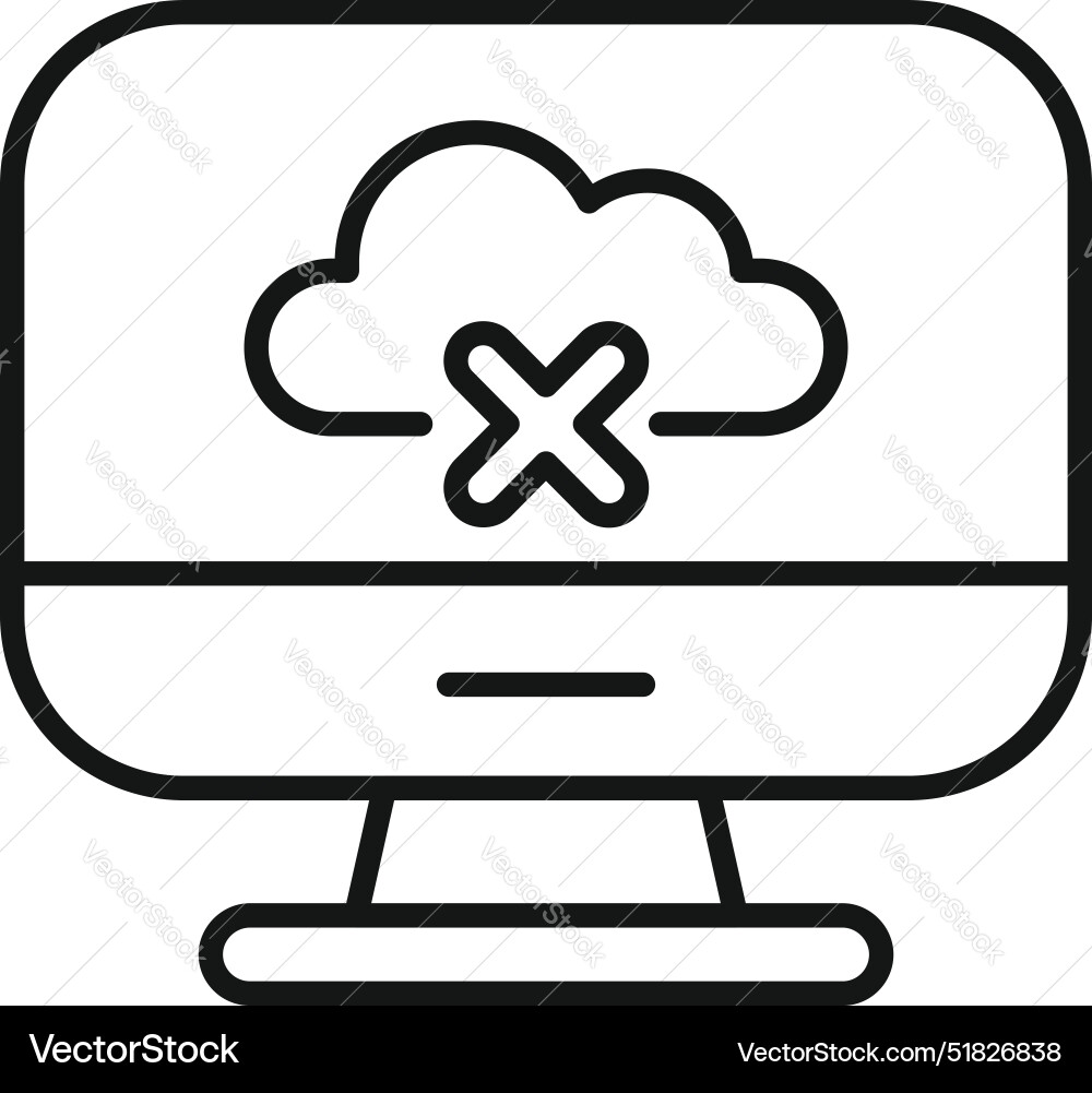 Computer showing cloud computing failure icon Computer showing cloud computing failure icon Vector Image