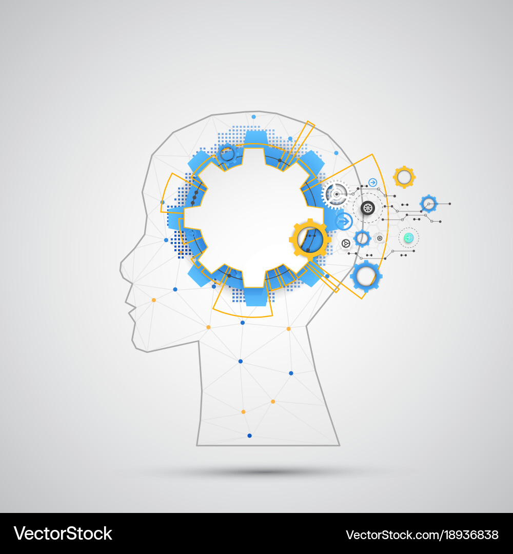 Creative brain concept background with triangular Vector Image