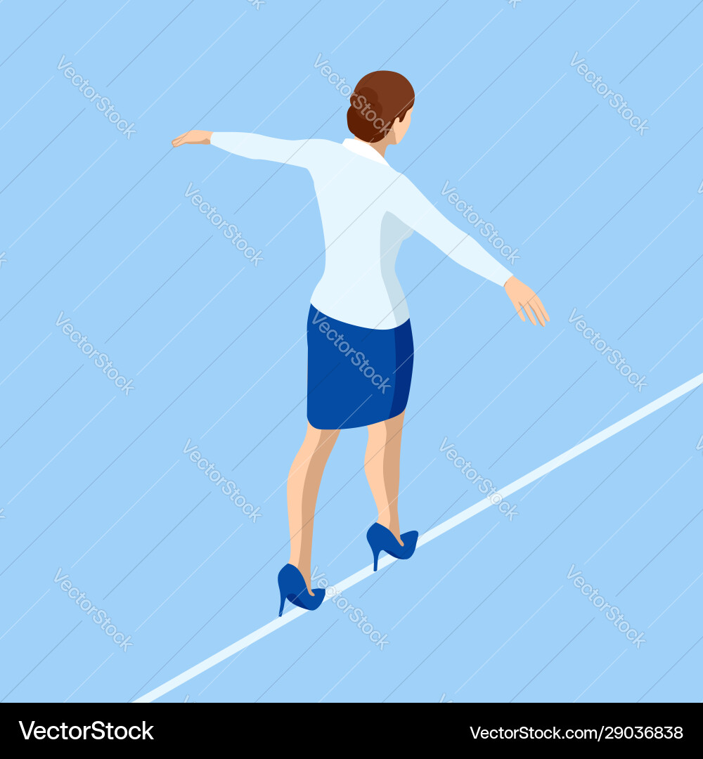Isometric business woman engrope walker Isometric business woman engrope walker vektorbild