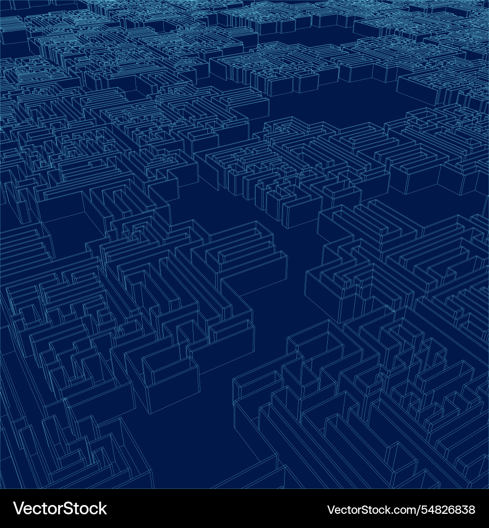 Maze contour blue labyrinth - endless Maze contour blue labyrinth - endless vector image