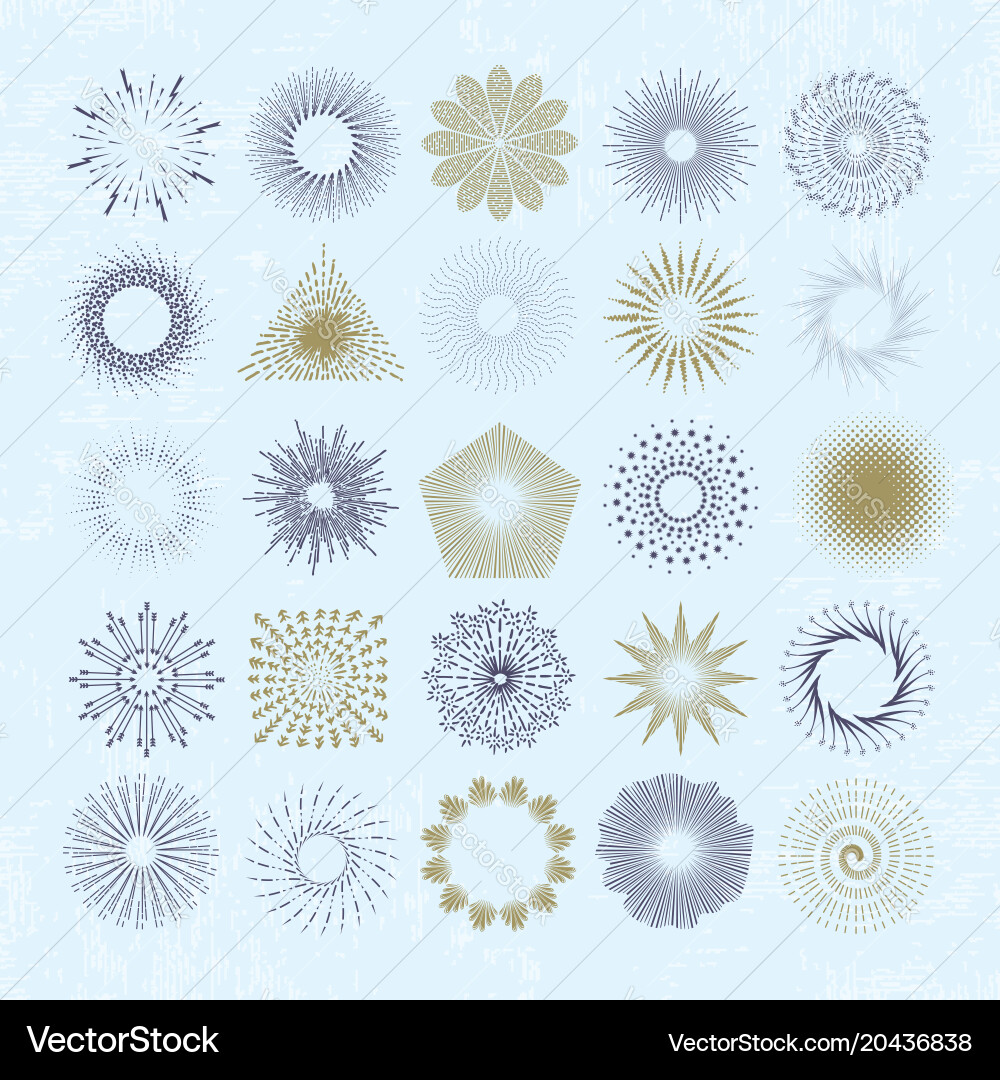 Rays and starburst design elements vector image