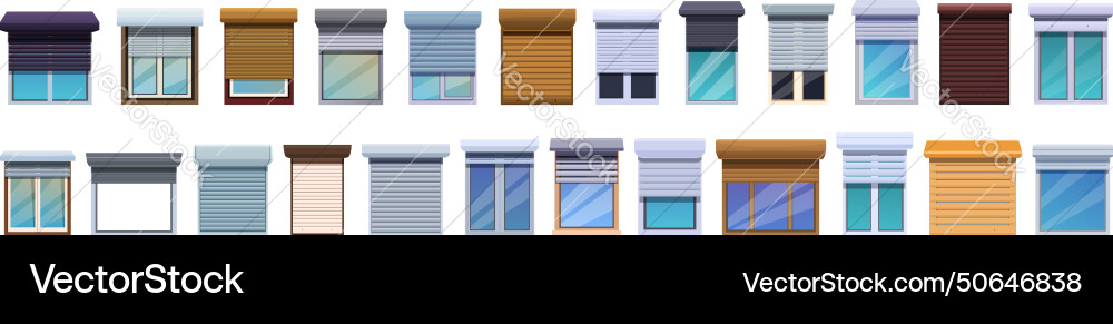 Rolling shutter icons set cartoon window Vector Image