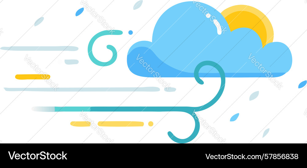 Sun and cloud with light wind design generative Vector Image