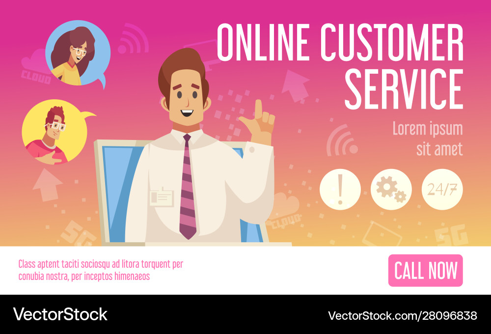 Support call center web banner vector image