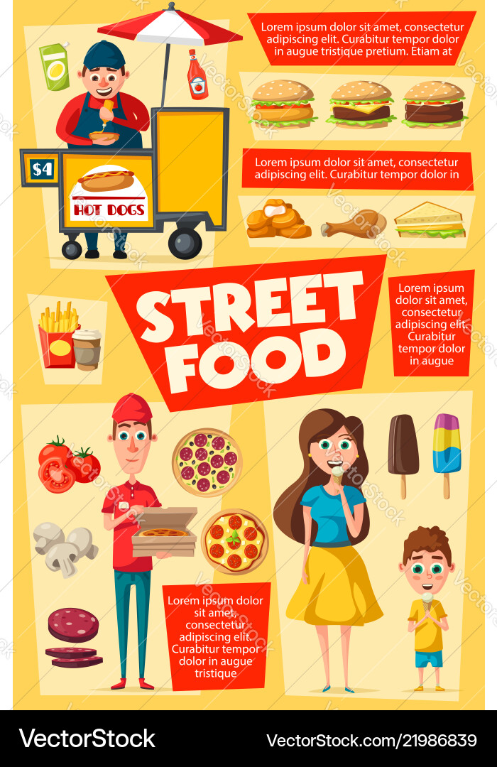 Consumers and sellers street food delivery vector image