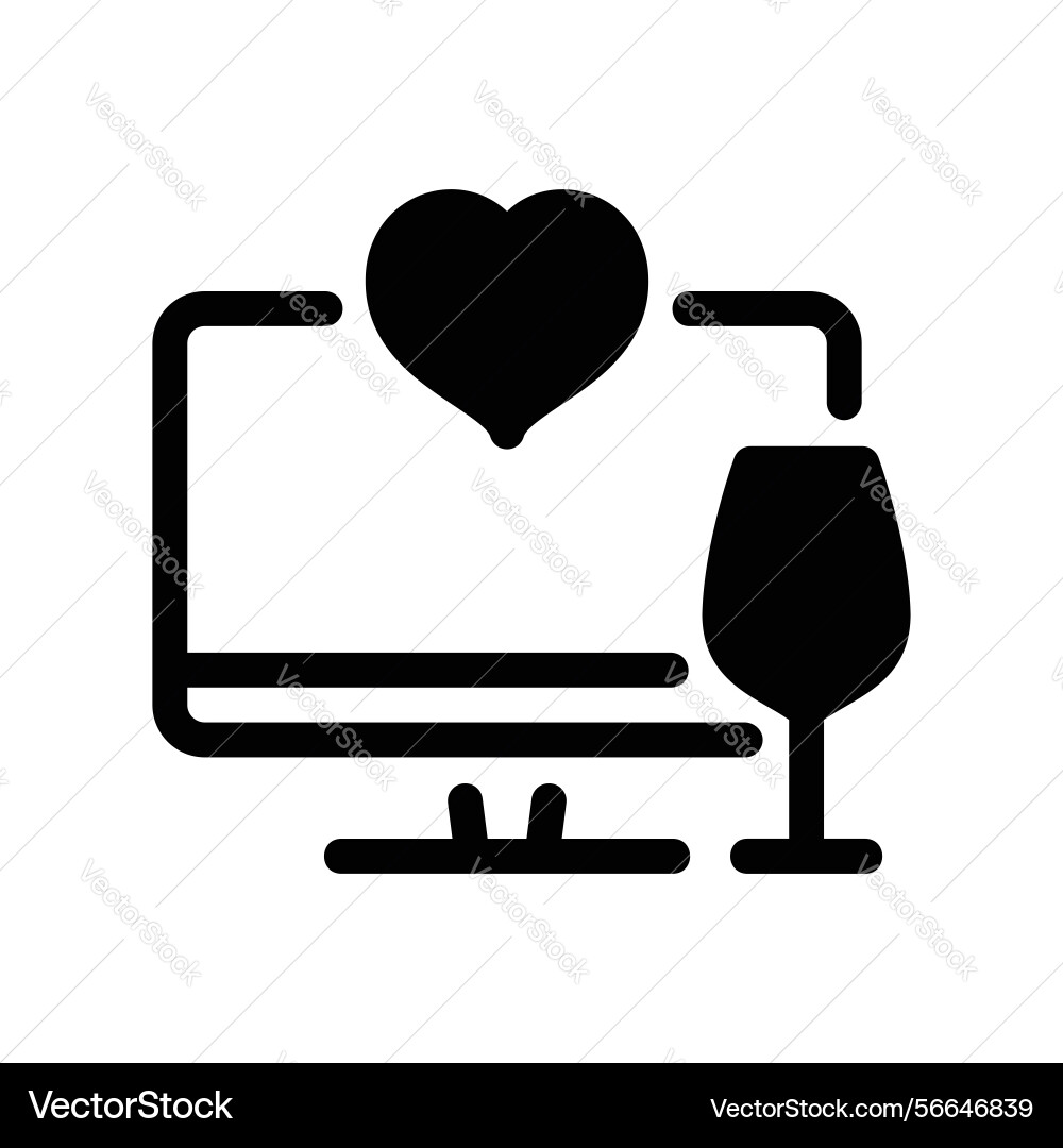 Desktop computer monitor displaying a heart Vector Image