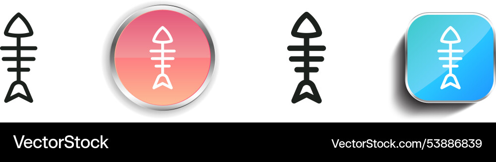 Fishbones icon thin linear regular and button Fishbones icon thin linear regular and button vector image