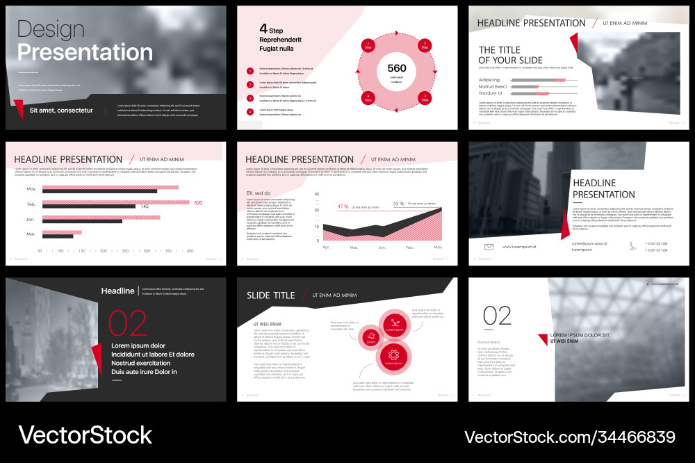 Geometric red presentation element templates Geometric red presentation element templates vector image