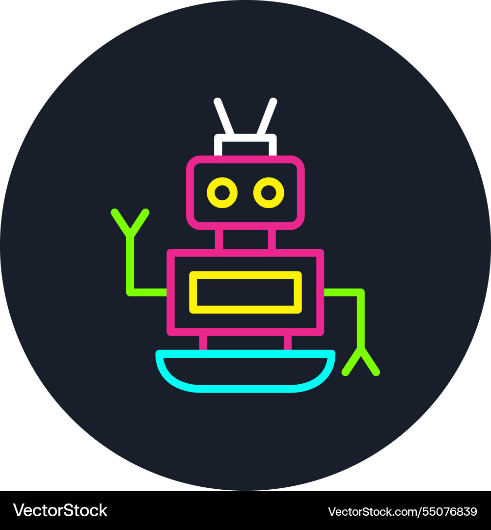 Robot line multi color icon Vector Image