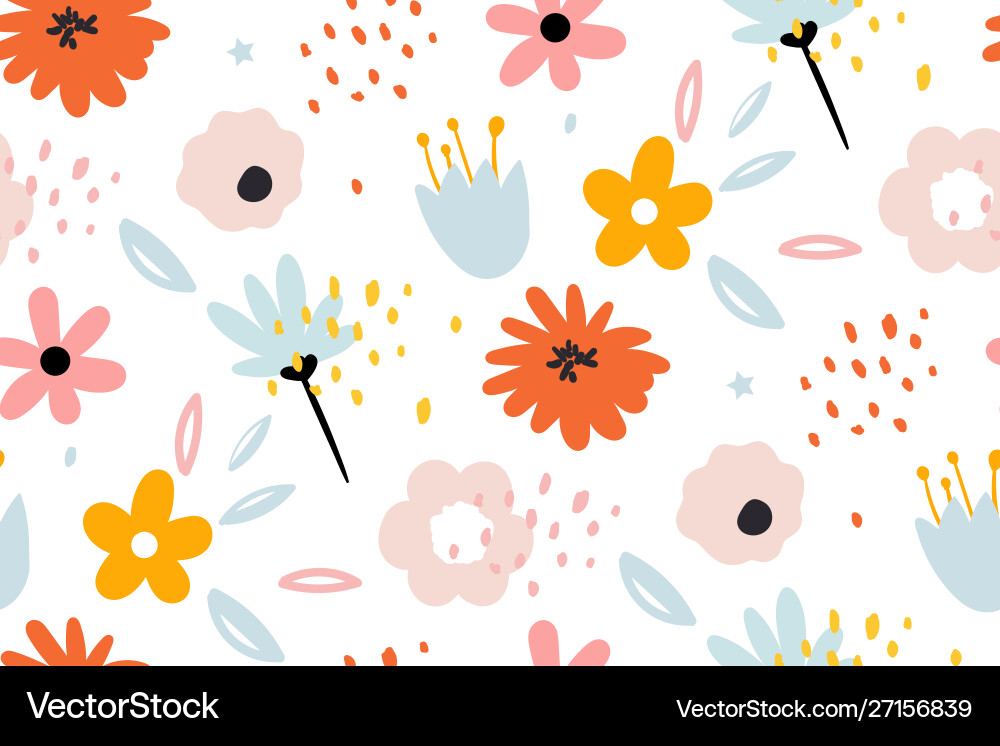 Seamless pattern with creative decorative flowers Seamless pattern with creative decorative flowers vector image