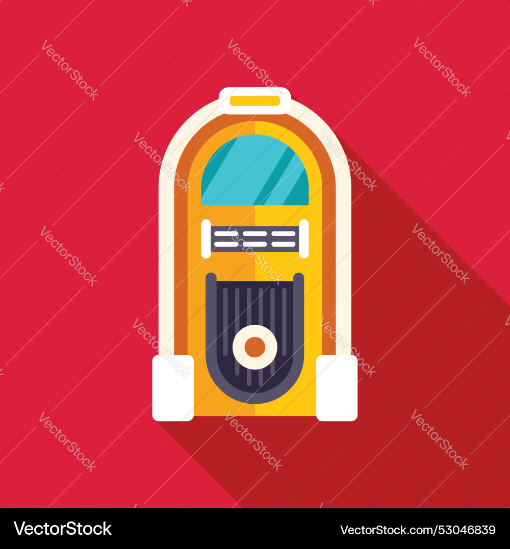 Vintage gelbe Jukebox Musik auf rot spielen Vintage gelbe Jukebox Musik auf rot spielen vektorbild