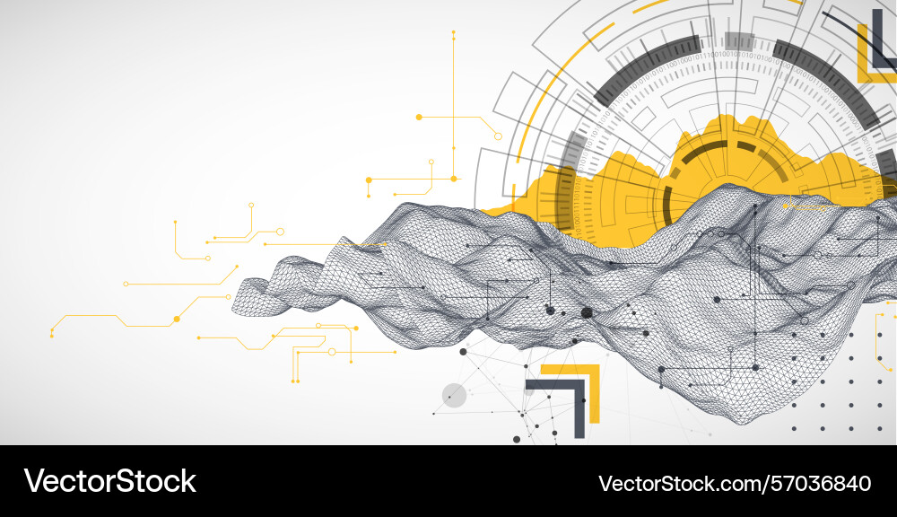 Abstract data background with wireframe wave Abstract data background with wireframe wave Vector Image