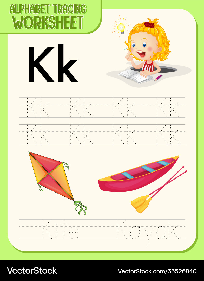 Alphabet tracing worksheet with letter Alphabet tracing worksheet with letter Vector Image