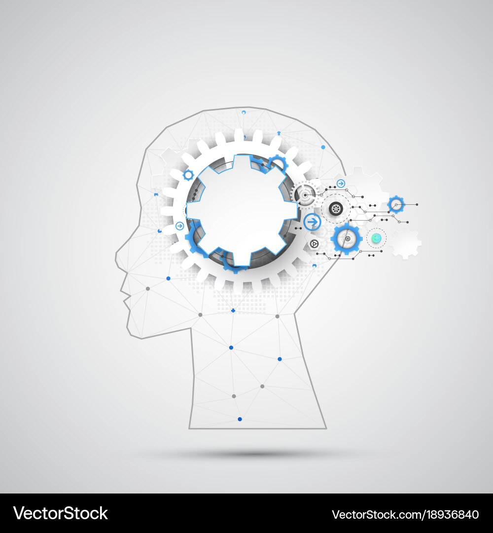Creative brain concept background with triangular vector image