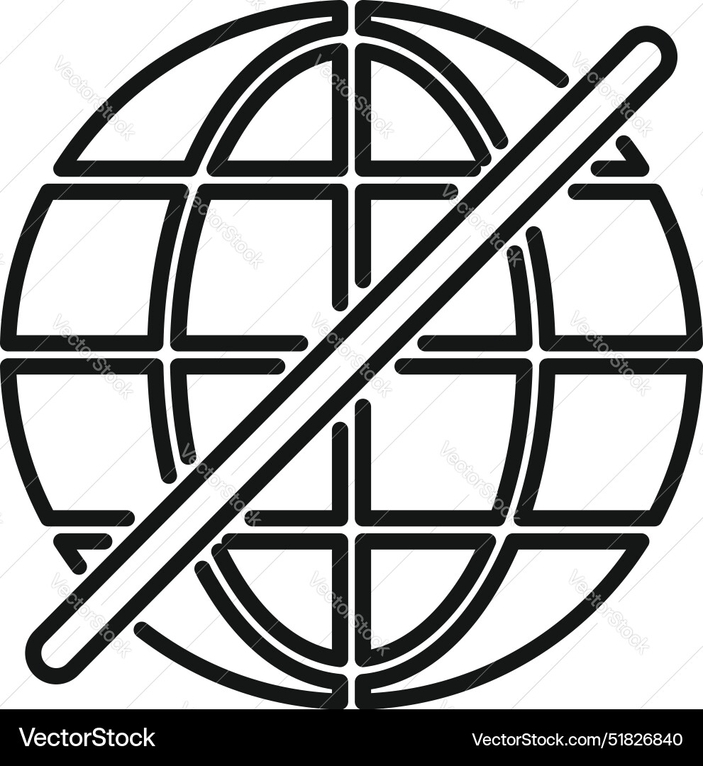 Diagonal line crossing out globe representing Vector Image