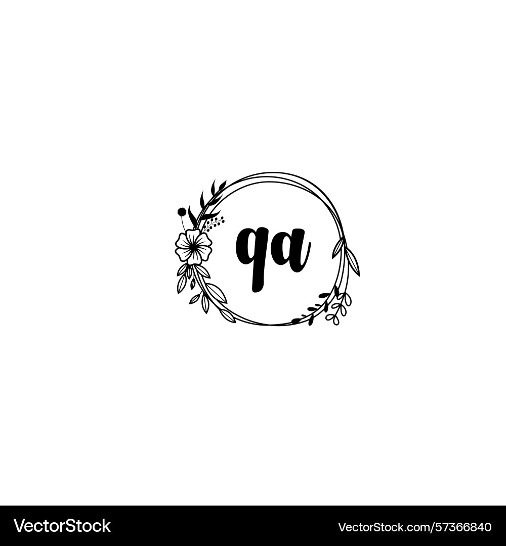 Elegant floral monogram logo qa in handwritten Vector Image