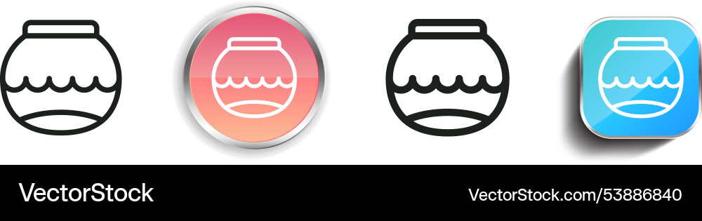 Fishbowl icon thin linear regular and button Vector Image