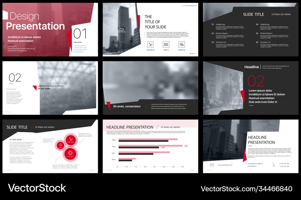 Geometric red presentation element templates vector image