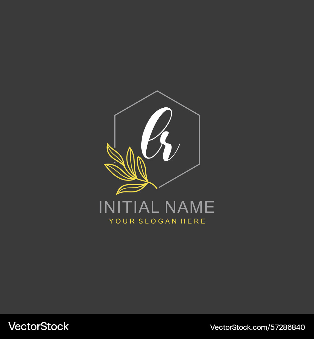 Lr initial logo templates with botanical elements Vector Image