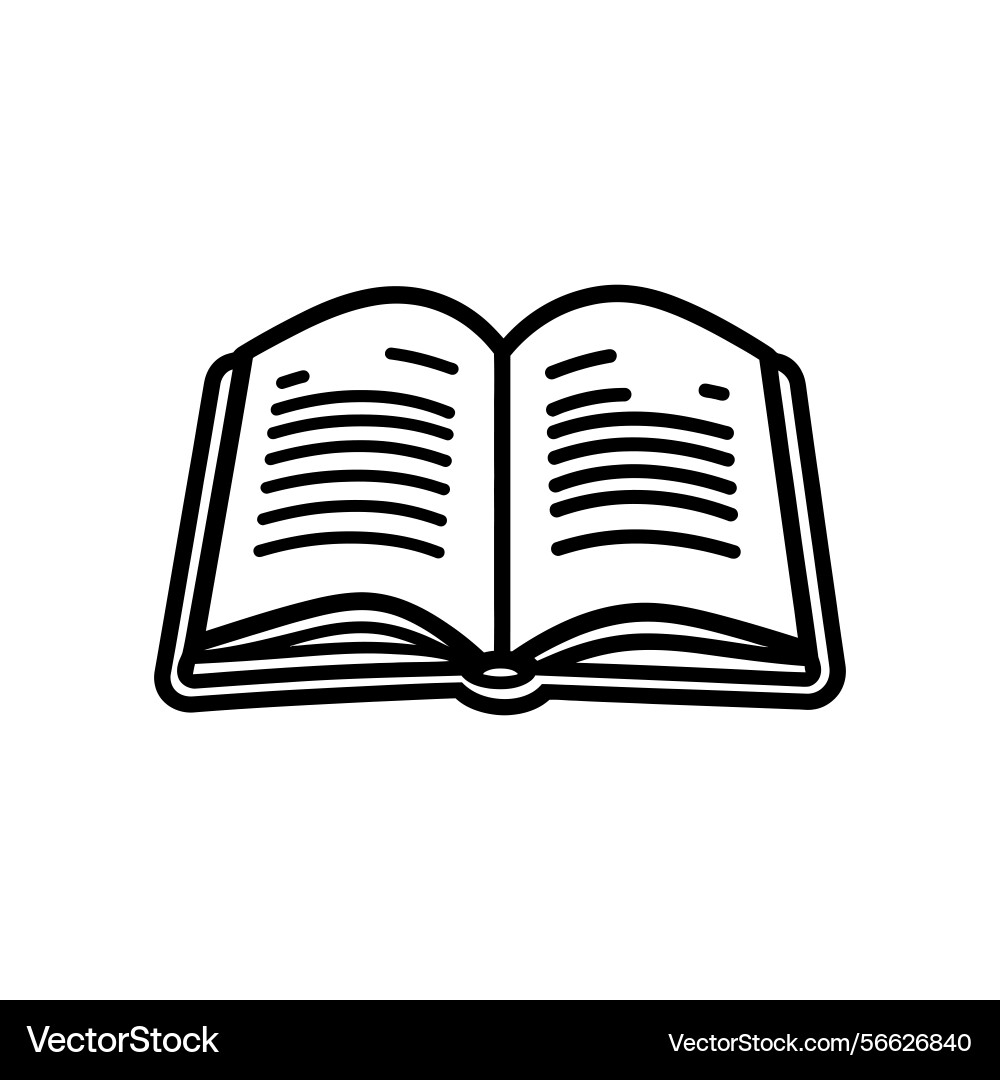 Open book in simple line art with transparent vector image
