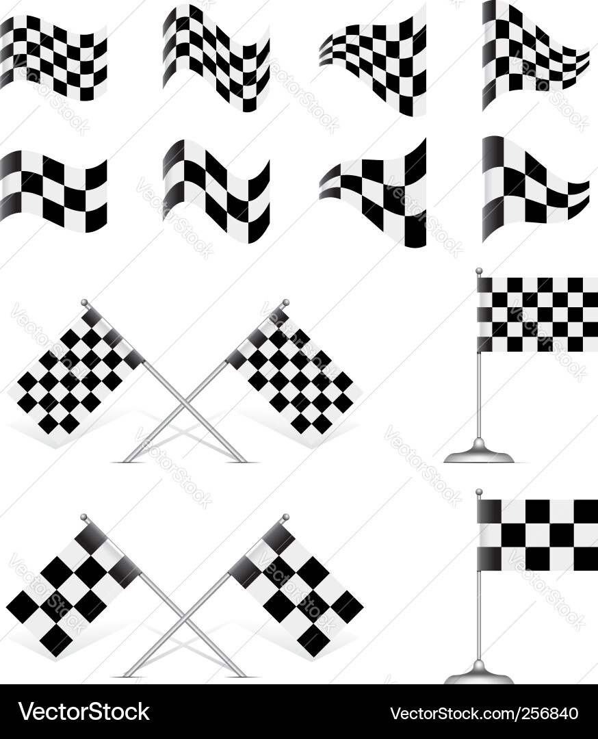 Racing Flags Set - Checkered Flags vector image